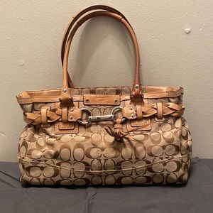Khaki/ Tan Coach Logo Handbag